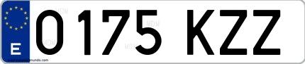 Ejemplo de matrícula española 0175 KZZ