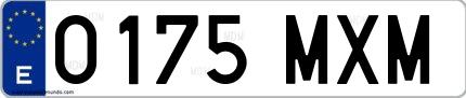 Ejemplo de matrícula española 0175 MXM