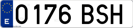 Ejemplo de matrícula de coche ordinaria 0176 BSH