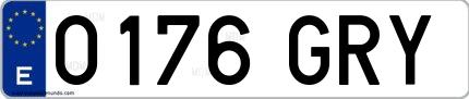 Ejemplo de matrícula española 0176 GRY