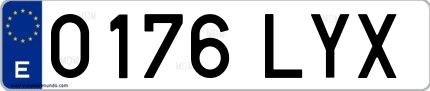 Ejemplo de matrícula española 0176 LYX