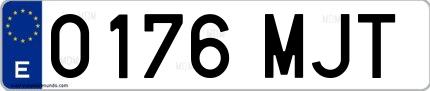 Ejemplo de matrícula española 0176 MJT