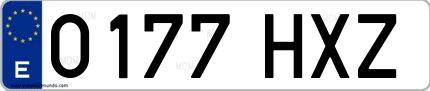 Ejemplo de matrícula española 0177 HXZ