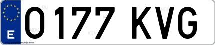 Ejemplo de matrícula española 0177 KVG
