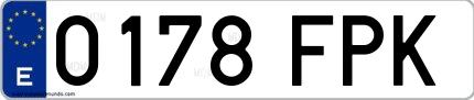 Ejemplo de matrícula española 0178 FPK