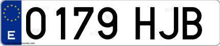 Ejemplo de matrícula de coche ordinaria 0179 HJB