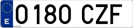Ejemplo de matrícula de coche ordinaria 0180 CZF