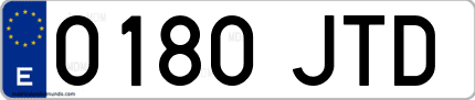 Ejemplo de matrícula de coche ordinaria 0180 JTD
