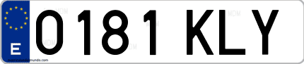 Ejemplo de matrícula de coche ordinaria 0181 KLY