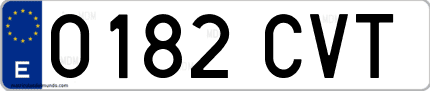 Ejemplo de matrícula de coche ordinaria 0182 CVT