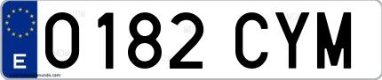 Ejemplo de matrícula española 0182 CYM