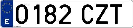 Ejemplo de matrícula española 0182 CZT