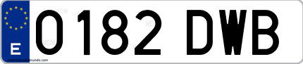 Ejemplo de matrícula de coche ordinaria 0182 DWB