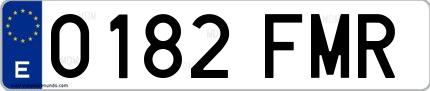 Ejemplo de matrícula española 0182 FMR