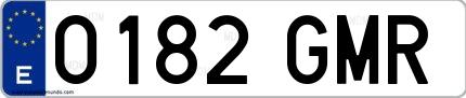 Ejemplo de matrícula española 0182 GMR