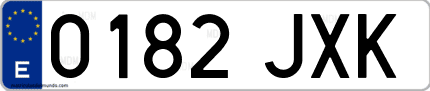 Ejemplo de matrícula de coche ordinaria 0182 JXK