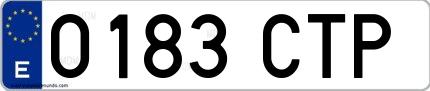 Ejemplo de matrícula española 0183 CTP