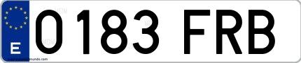 Ejemplo de matrícula española 0183 FRB
