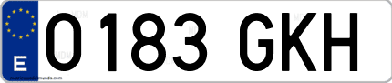 Ejemplo de matrícula de coche ordinaria 0183 GKH