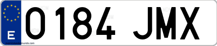 Ejemplo de matrícula de coche ordinaria 0184 JMX