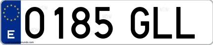 Ejemplo de matrícula española 0185 GLL