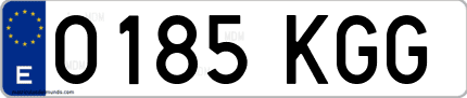 Ejemplo de matrícula de coche ordinaria 0185 KGG