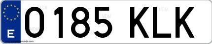 Ejemplo de matrícula española 0185 KLK