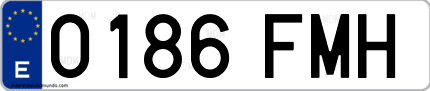 Ejemplo de matrícula de coche ordinaria 0186 FMH