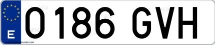 Ejemplo de matrícula española 0186 GVH