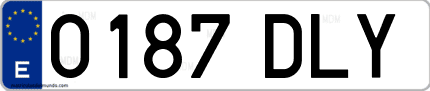 Ejemplo de matrícula de coche ordinaria 0187 DLY