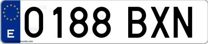 Ejemplo de matrícula española 0188 BXN