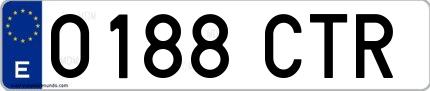 Ejemplo de matrícula española 0188 CTR
