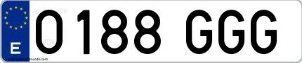 Ejemplo de matrícula española 0188 GGG