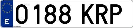 Ejemplo de matrícula española 0188 KRP