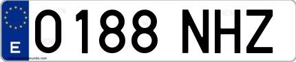 Ejemplo de matrícula española 0188 NHZ