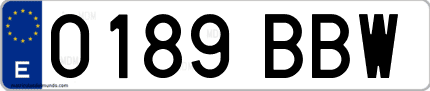Ejemplo de matrícula de coche ordinaria 0189 BBW