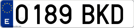 Ejemplo de matrícula de coche ordinaria 0189 BKD
