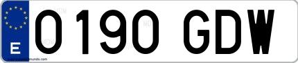 Ejemplo de matrícula española 0190 GDW