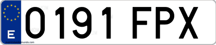 Ejemplo de matrícula de coche ordinaria 0191 FPX