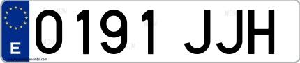Ejemplo de matrícula española 0191 JJH
