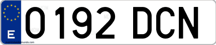 Ejemplo de matrícula de coche ordinaria 0192 DCN