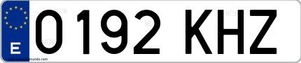 Ejemplo de matrícula española 0192 KHZ