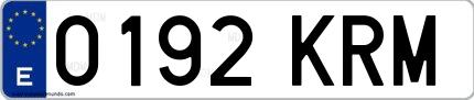 Ejemplo de matrícula española 0192 KRM