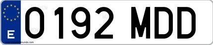 Ejemplo de matrícula española 0192 MDD