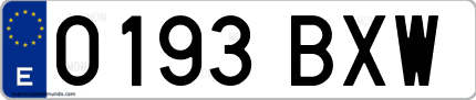 Ejemplo de matrícula de coche ordinaria 0193 BXW