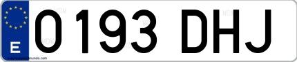 Ejemplo de matrícula española 0193 DHJ