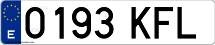Ejemplo de matrícula de coche ordinaria 0193 KFL