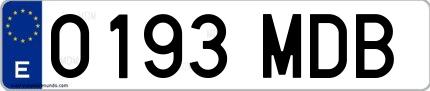Ejemplo de matrícula española 0193 MDB