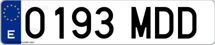 Ejemplo de matrícula española 0193 MDD