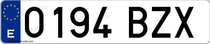 Ejemplo de matrícula española 0194 BZX